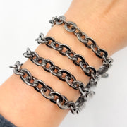 Black Rhodium Sterling Silver Round Link Chain